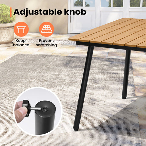 Pellebant Outdoor Patio Dining Table with Wood-Like Top and Aluminum Frame