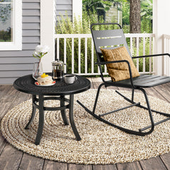 24 in. Round Cast Aluminum Outdoor Side Table with Umbrella Hole