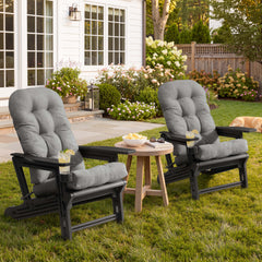 HDPE Adirondack Chair with Cup Holder & 50 x 20 in. Outdoor Cushion