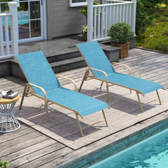 Aluminum Outdoor Adjustable Chaise Lounge Chairs, Set of 2