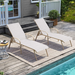 Aluminum Outdoor Adjustable Chaise Lounge Chairs, Set of 2