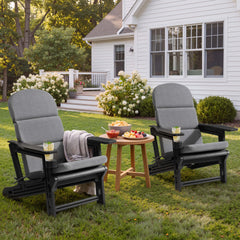 HDPE Adirondack Chair with Cup Holder & 50 x 20 in. Outdoor Cushion with 4-Section