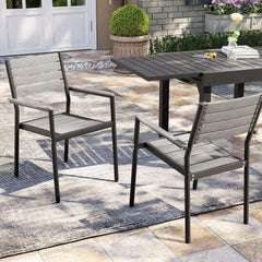 Aluminum Stackable Outdoor Dining Chairs with Armrests, Set of 2/4