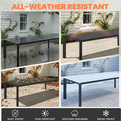 Rectangular Aluminum Outdoor Dining Table with Umbrella Hole and Stackable Chairs Set