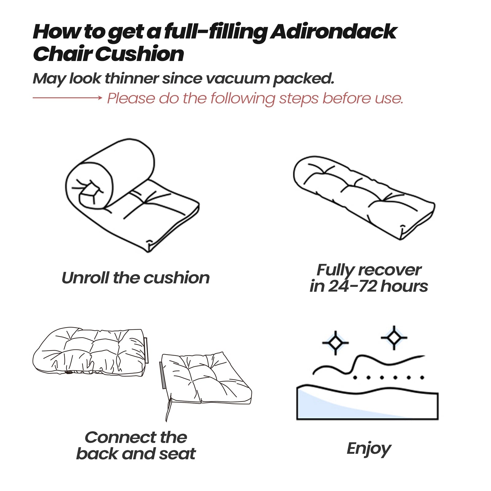 Pellebant Outdoor High Back Adirondack Rocking Chair Cushions Set of 2