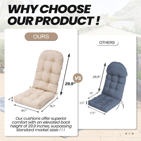 Pellebant Outdoor High Back Adirondack Rocking Chair Cushions Set of 2