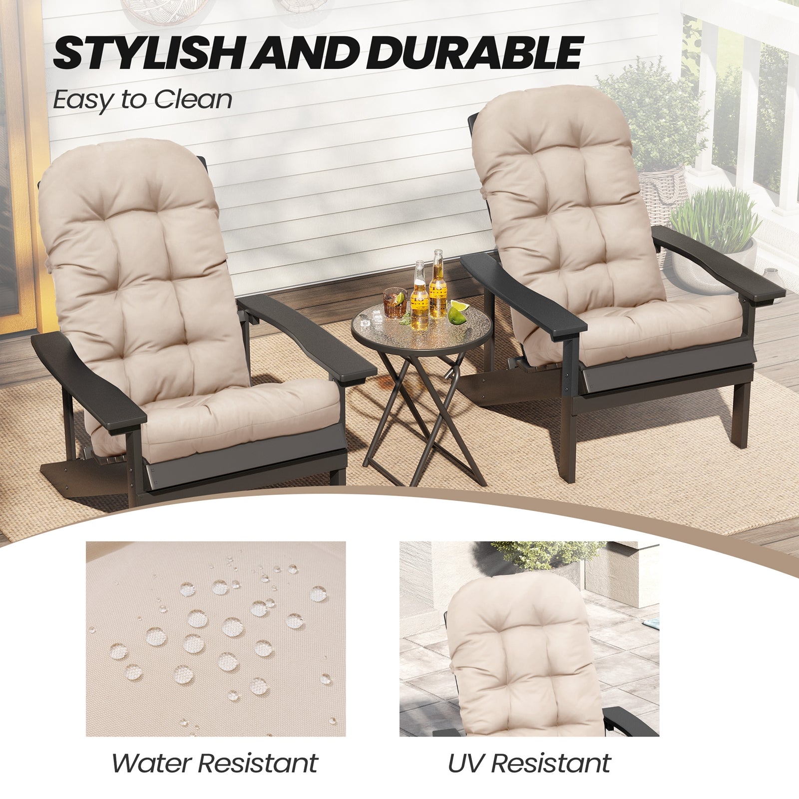 Pellebant Outdoor High Back Adirondack Rocking Chair Cushions Set of 2