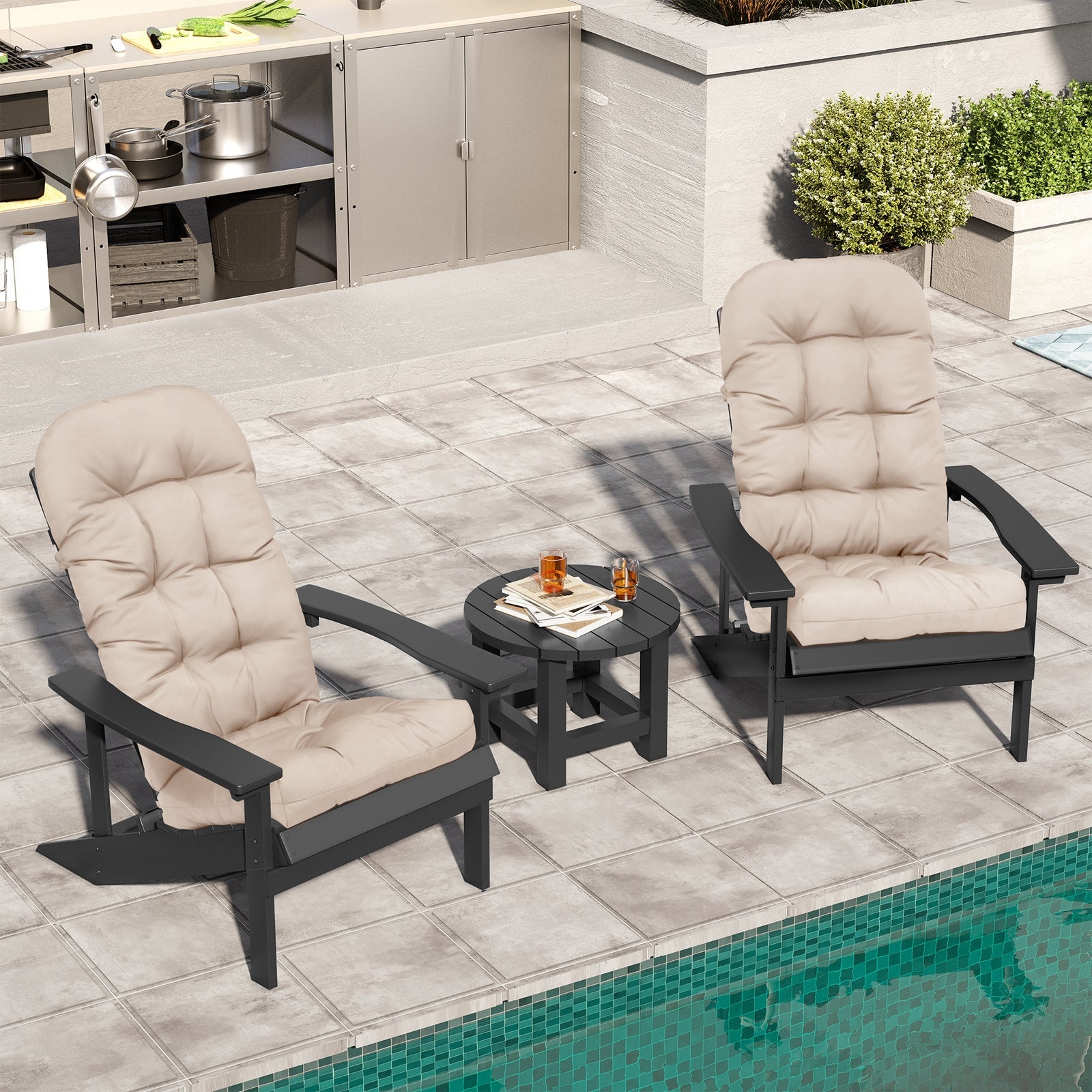 Pellebant Outdoor High Back Adirondack Rocking Chair Cushions Set of 2