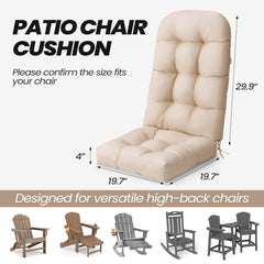 50 x 20 in. Outdoor Adirondack Chair Cushion with Tie-Back Straps - Water & Fade Resistant