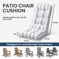 50 x 20 in. Water Resistant Outdoor Adirondack High Back Chair Cushion