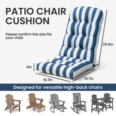 50 x 20 in. Water Resistant Outdoor Adirondack High Back Chair Cushion