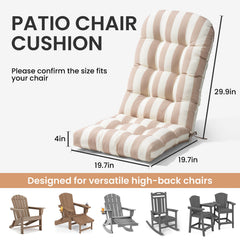 50 x 20 in. Water Resistant Outdoor Adirondack High Back Chair Cushion