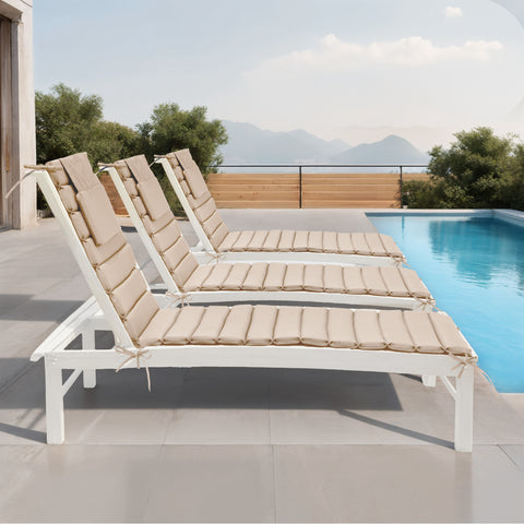 Pellebant Outdoor Chaise Lounge Cushion with Headrest and Straps