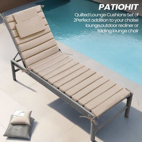Pellebant Outdoor Chaise Lounge Cushion with Headrest and Straps