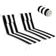 Pellebant Outdoor Chaise Lounge Cushion with Headrest and Straps