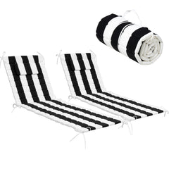 Pellebant Outdoor Chaise Lounge Cushion with Headrest and Straps