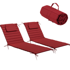 Pellebant Outdoor Chaise Lounge Cushion with Headrest and Straps