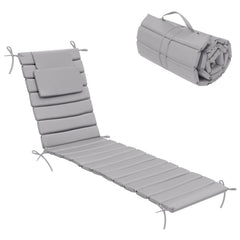 Pellebant Outdoor Chaise Lounge Cushion with Headrest and Straps