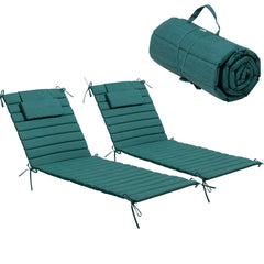 Pellebant Outdoor Chaise Lounge Cushion with Headrest and Straps