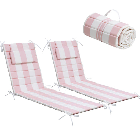 Pellebant Outdoor Chaise Lounge Cushion with Headrest and Straps