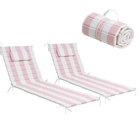 Pellebant Outdoor Chaise Lounge Cushion with Headrest and Straps
