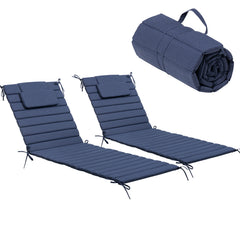 Pellebant Outdoor Chaise Lounge Cushion with Headrest and Straps