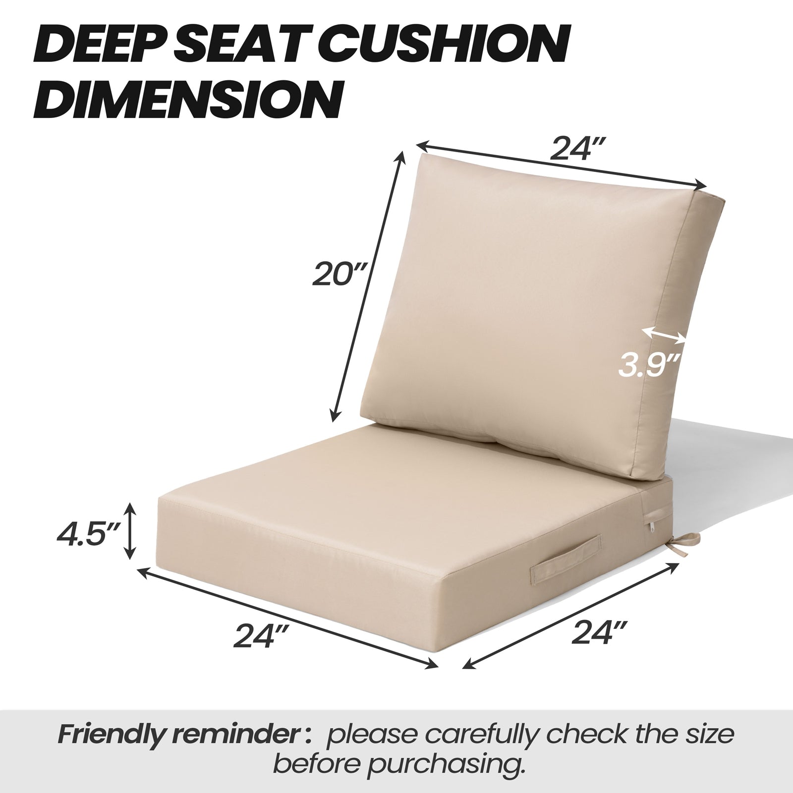Pellebant Outdoor Deep Seat Cushion Removable Cover