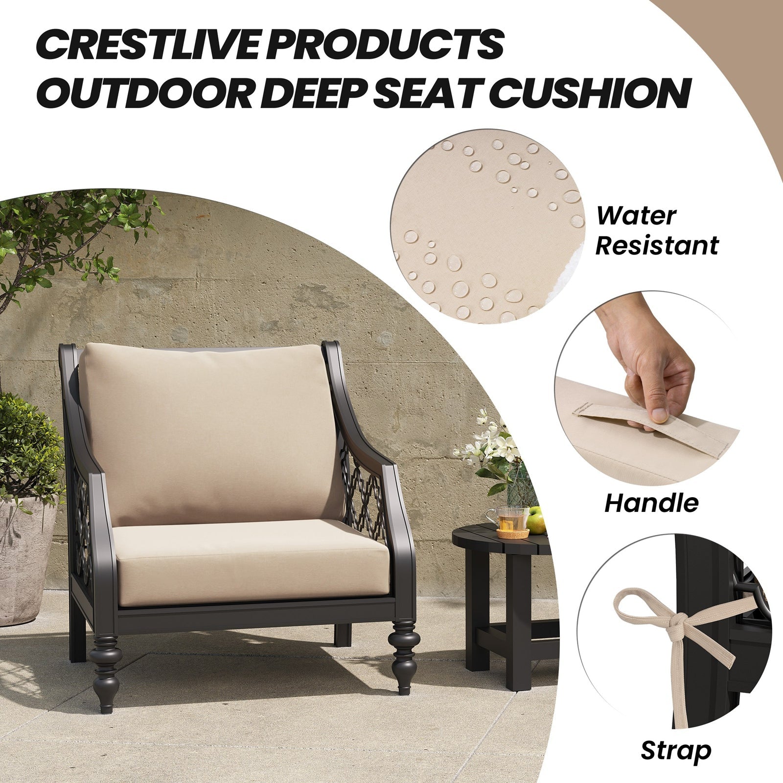 Pellebant Outdoor Deep Seat Cushion Removable Cover