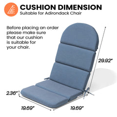 50 x 20 in. Sunbrella Outdoor Adirondack Chair Cushion