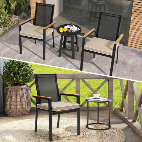 17 x 17 in Indoor Outdoor Dining Chair Seat Cushions with Straps