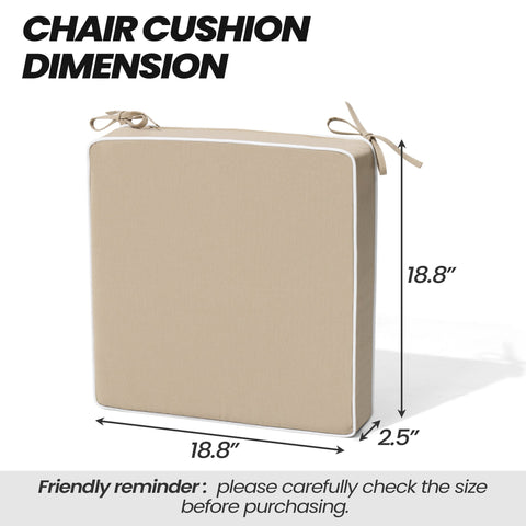 17 x 17 in Indoor Outdoor Dining Chair Seat Cushions with Straps