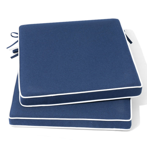 17 x 17 in Indoor Outdoor Dining Chair Seat Cushions with Straps