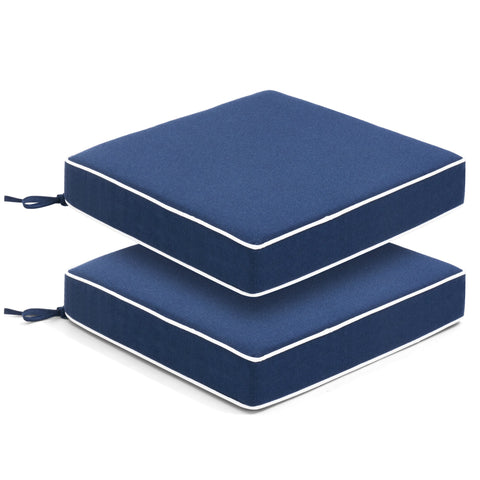 17 x 17 in Indoor Outdoor Dining Chair Seat Cushions with Straps
