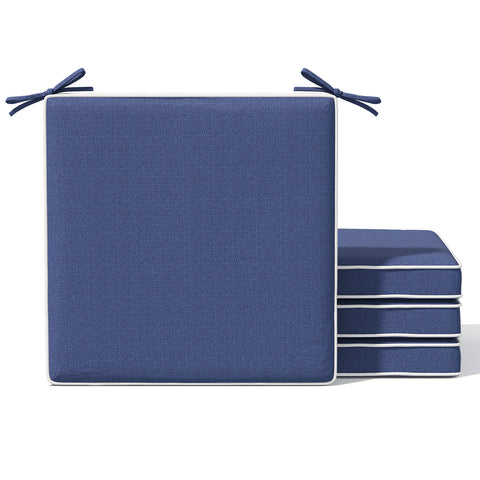 17 x 17 in Indoor Outdoor Dining Chair Seat Cushions with Straps