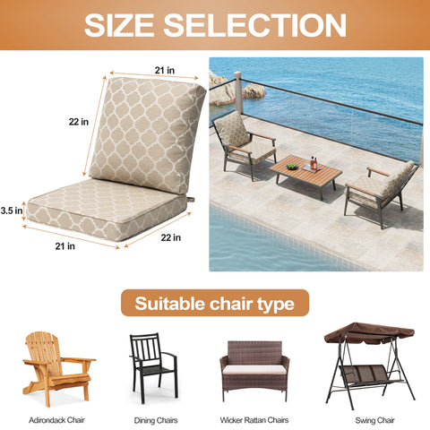 Pellebant 22 x 21 in. Outdoor Deep Seat and Back Chair Cushion with Removable Water Resistant Cover