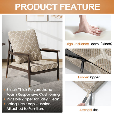 Pellebant 22 x 21 in. Outdoor Deep Seat and Back Chair Cushion with Removable Water Resistant Cover