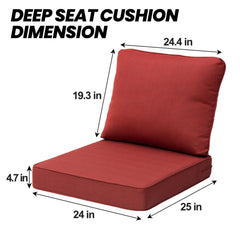 25 x 24 in. Outdoor Deep Seat and Back Chair Cushion with Removable Water-Resistant Cover