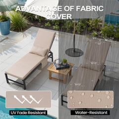 Outdoor Chaise Lounge Cushion with Storage Pockets and Pillow
