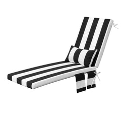 Outdoor Chaise Lounge Cushion with Storage Pockets and Pillow
