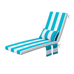 Outdoor Chaise Lounge Cushion with Storage Pockets and Pillow