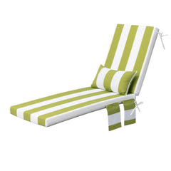 Outdoor Chaise Lounge Cushion with Storage Pockets and Pillow