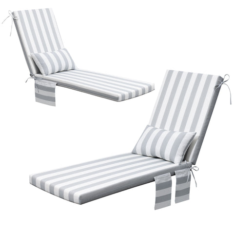 Outdoor Chaise Lounge Cushion with Storage Pockets and Pillow