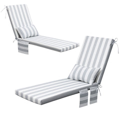 Outdoor Chaise Lounge Cushion with Storage Pockets and Pillow