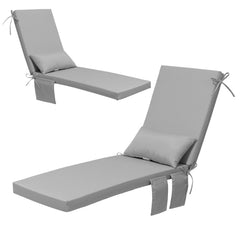 Outdoor Chaise Lounge Cushion with Storage Pockets and Pillow