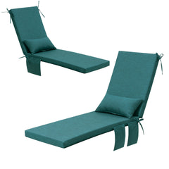 Outdoor Chaise Lounge Cushion with Storage Pockets and Pillow