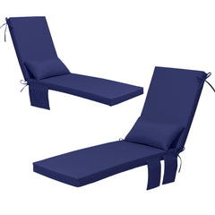 Outdoor Chaise Lounge Cushion with Storage Pockets and Pillow