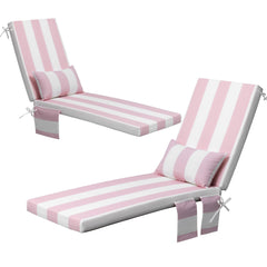 Outdoor Chaise Lounge Cushion with Storage Pockets and Pillow
