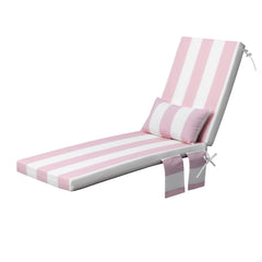 Outdoor Chaise Lounge Cushion with Storage Pockets and Pillow