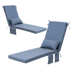 Outdoor Chaise Lounge Cushion with Storage Pockets and Pillow
