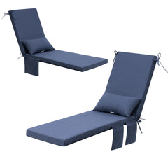 Outdoor Chaise Lounge Cushion with Storage Pockets and Pillow
